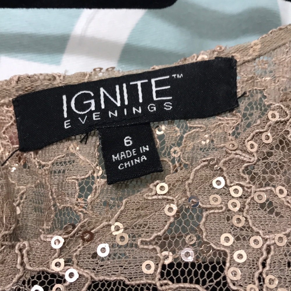 Ignite Sequin Lace Taupe Ball Gown - Picture 6 of 7